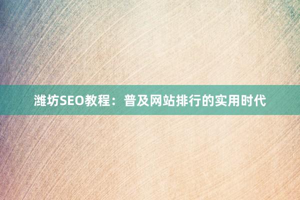 潍坊SEO教程：普及网站排行的实用时代